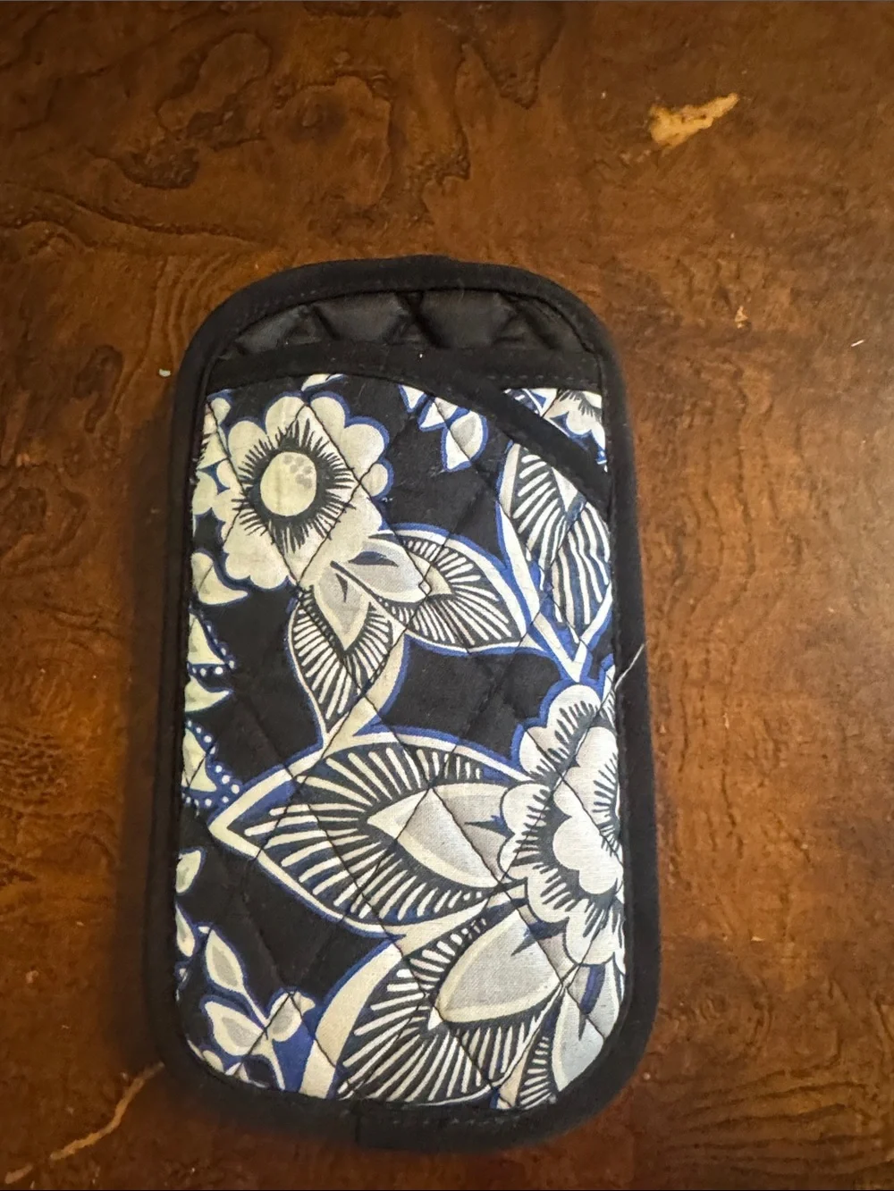 Blue Floral Quilted Eyeglass Pouch - Protective Sleeve